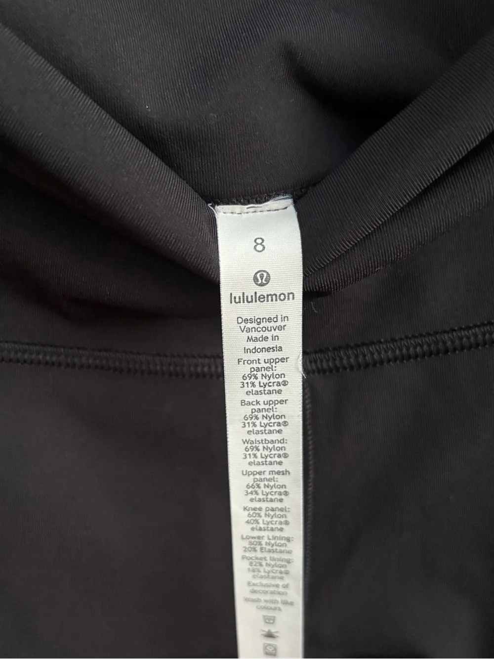 Lululemon Athletica Black Lace Mesh-Panel High-Rise 3/4 Length Leggings